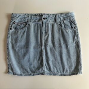 Tommy Hilfiger light blue and white striped mini skirt Y2K 90s aesthetic